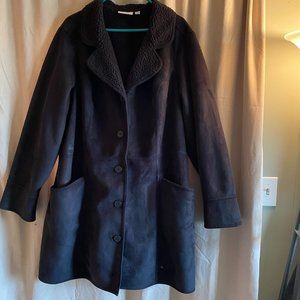 Denim & Co. faux suede barn coat